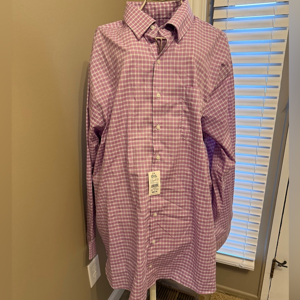 NWT Oak Hill Premium No Iron Men’s Purple Dress Shirt Size 19 38/39T